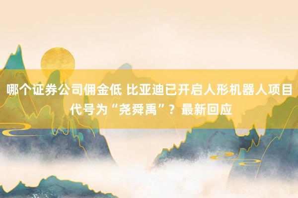 哪个证券公司佣金低 比亚迪已开启人形机器人项目 代号为“尧舜禹”？最新回应
