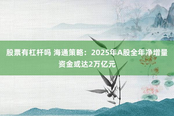 股票有杠杆吗 海通策略：2025年A股全年净增量资金或达2万亿元