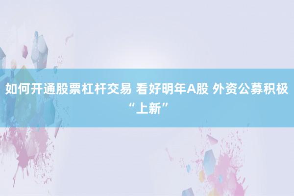 如何开通股票杠杆交易 看好明年A股 外资公募积极“上新”