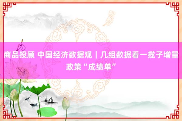 商品投顾 中国经济数据观｜几组数据看一揽子增量政策“成绩单”