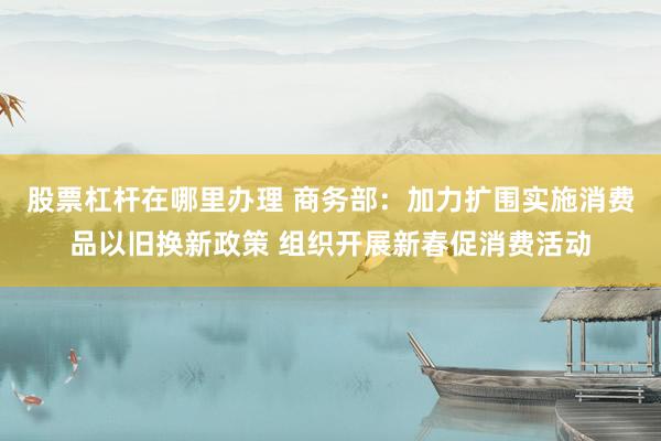 股票杠杆在哪里办理 商务部：加力扩围实施消费品以旧换新政策 组织开展新春促消费活动
