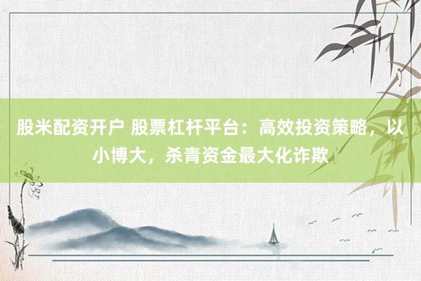 股米配资开户 股票杠杆平台：高效投资策略，以小博大，杀青资金最大化诈欺