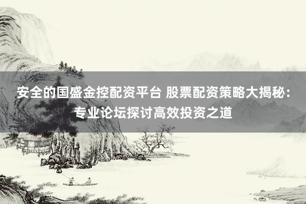安全的国盛金控配资平台 股票配资策略大揭秘：专业论坛探讨高效投资之道